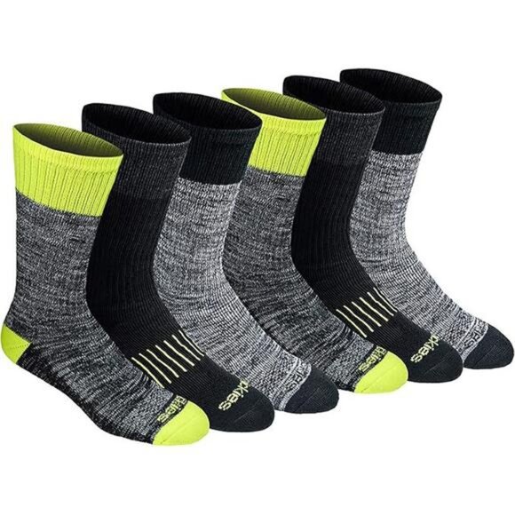 Mens Moisture Wicking Crew Socks Arch Support Breathable Cotton Sock Pack - Picture 6 of 6